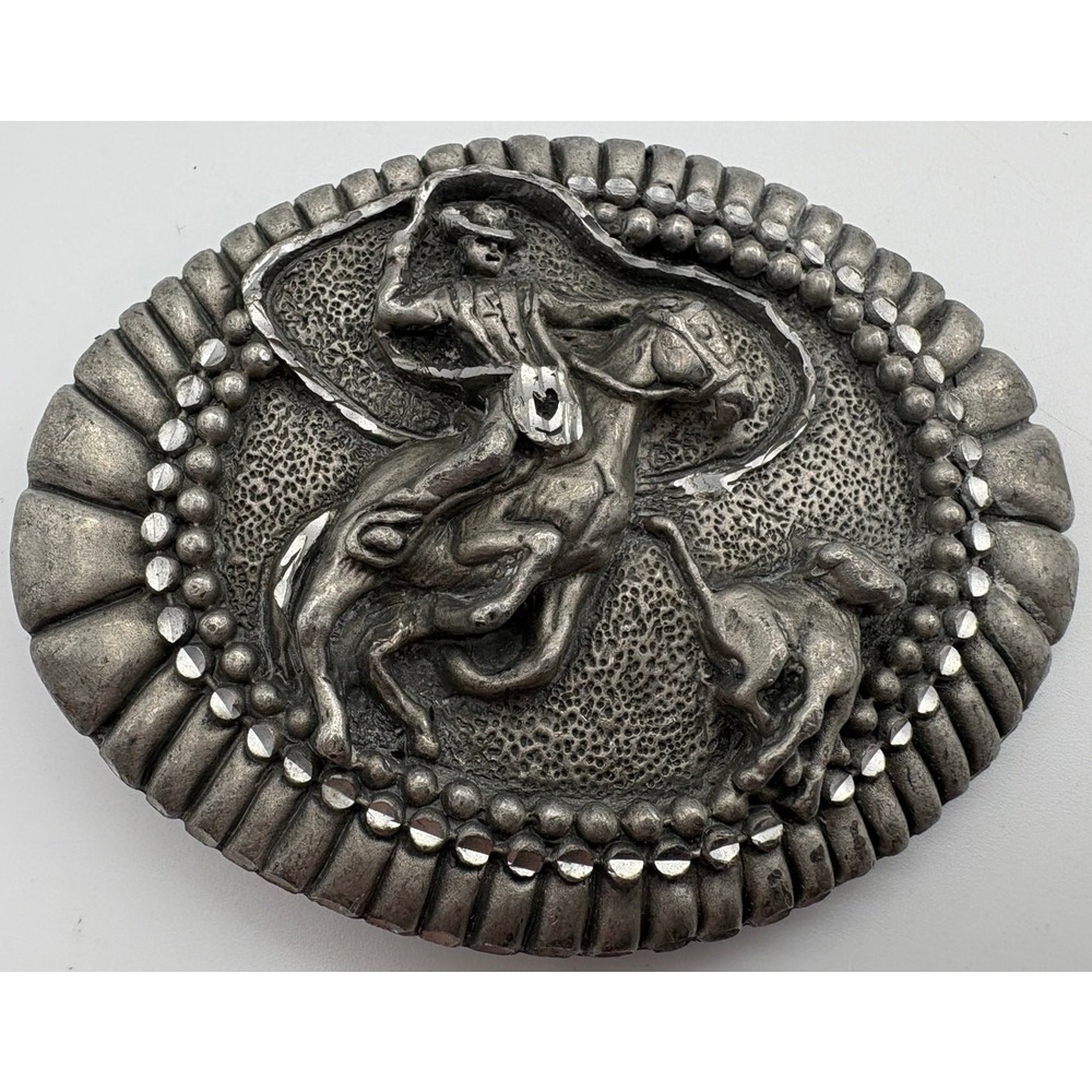 Cowboy Bucking Bronco Silver Tone Belt Buckle Vintage‎ Ege 1993 Western USA